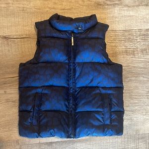 Gap girls puffer vest toddler size 4 navy animal print warm puffy jacket zip 4T